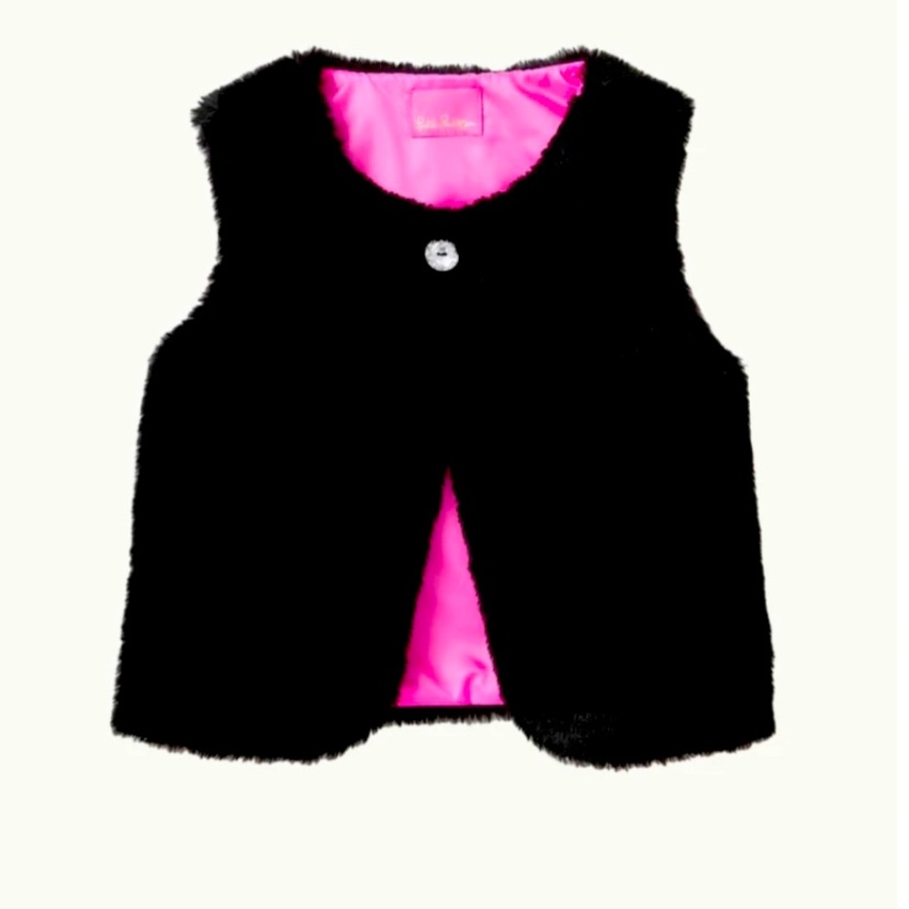 Lilly Pulitzer Winston Faux Fur Vest Black Onyx